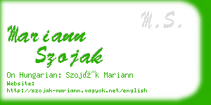 mariann szojak business card